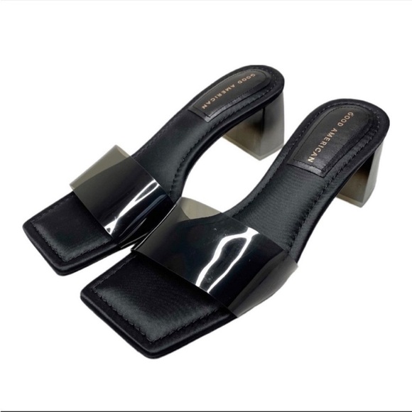 GOOD AMERICAN NEW Block Heel Square Toe Slide Sandal size 9 - Picture 3 of 12